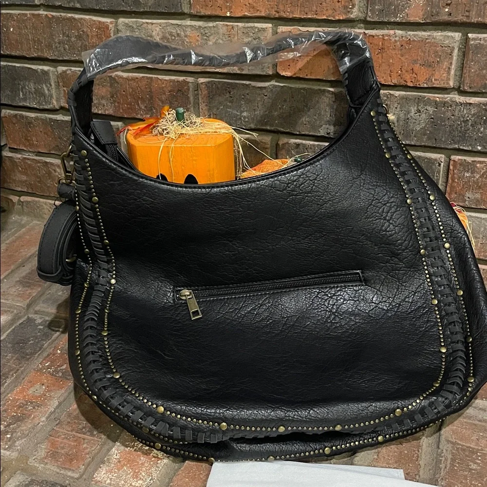Elegant Black Hobo Bag with Dust Bag